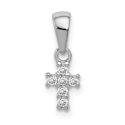 Sterling Silver Rhodium-plated Polished CZ Cross Pendant