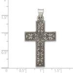 Sterling Silver Antiqued, Polished and Brushed Latin Cross Pendant - Image 3