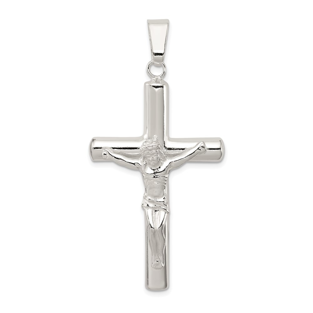 QC8281.jpg Sterling Silver Polished Hollow Crucifix Cross Pendant - Image 1