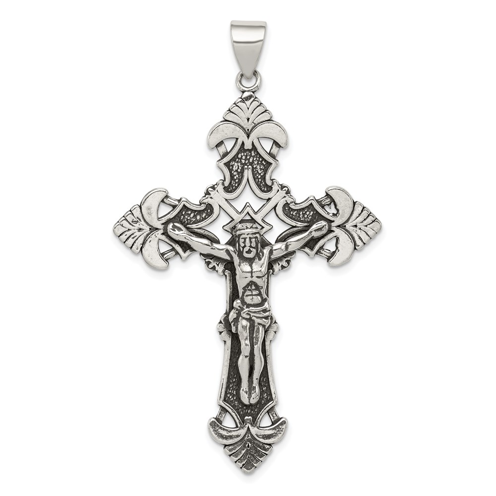 QC8336.jpg Sterling Silver Antiqued Crucifix Pendant - Image 1