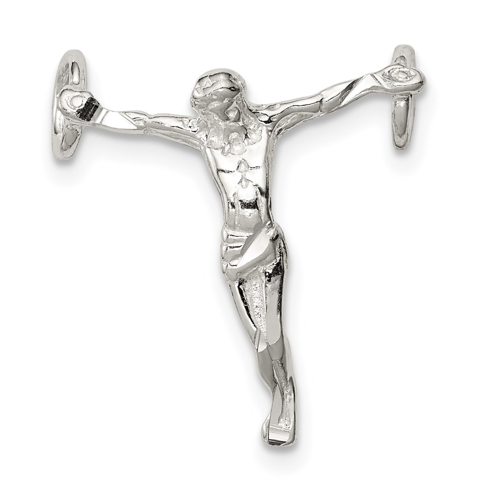 QC8347.jpg Sterling Silver Polished Mini Jesus Cross Chain Slide - Image 1