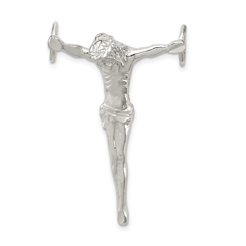 QC8348.jpg Sterling Silver Polished Jesus Cross Chain Slide Pendant - Image 1
