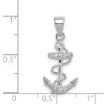 Sterling Silver Rhodium-plated CZ Anchor Pendant - Image 4