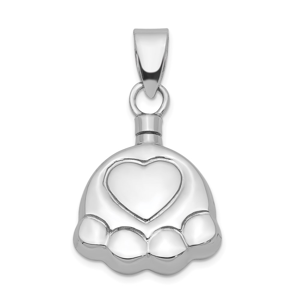 QC8397.jpg Sterling Silver Rhodium-plated Polished Puppy Paw Ash Holder Pendant - Image 1