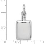 Sterling Silver Rhodium-plated Polished Rectangular Ash Holder Pendant - Image 4