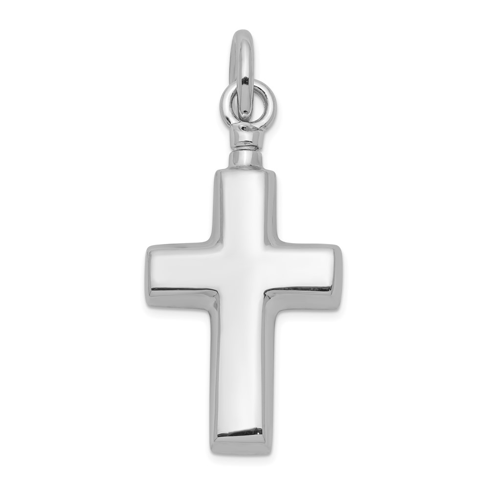 QC8399.jpg Sterling Silver Rhodium-plated Polished Cross Ash Holder Pendant - Image 1
