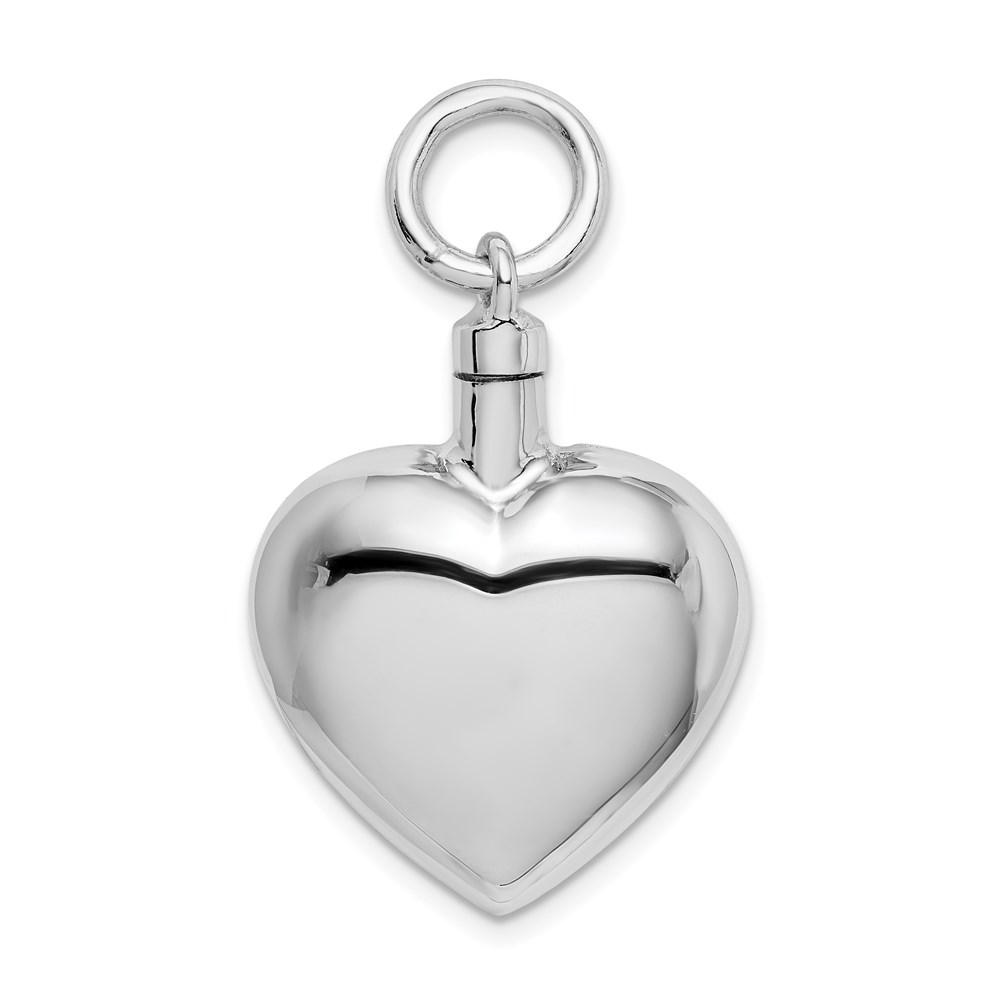 QC8401.jpg Sterling Silver Rhodium-plated Polished Heart Ash Holder Pendant - Image 1