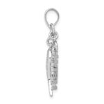 Sterling Silver Rhodium-plated Polished/Textured Wish/Angel Wing Pendant - Image 2