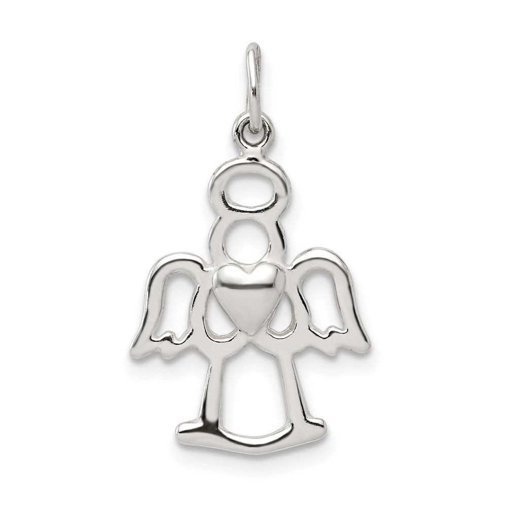 QC8426.jpg Sterling Silver Polished Angel w/ Heart Charm - Image 1