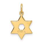Sterling Silver Gold-tone Engraved Small Jewish Star Pendant - Image 4