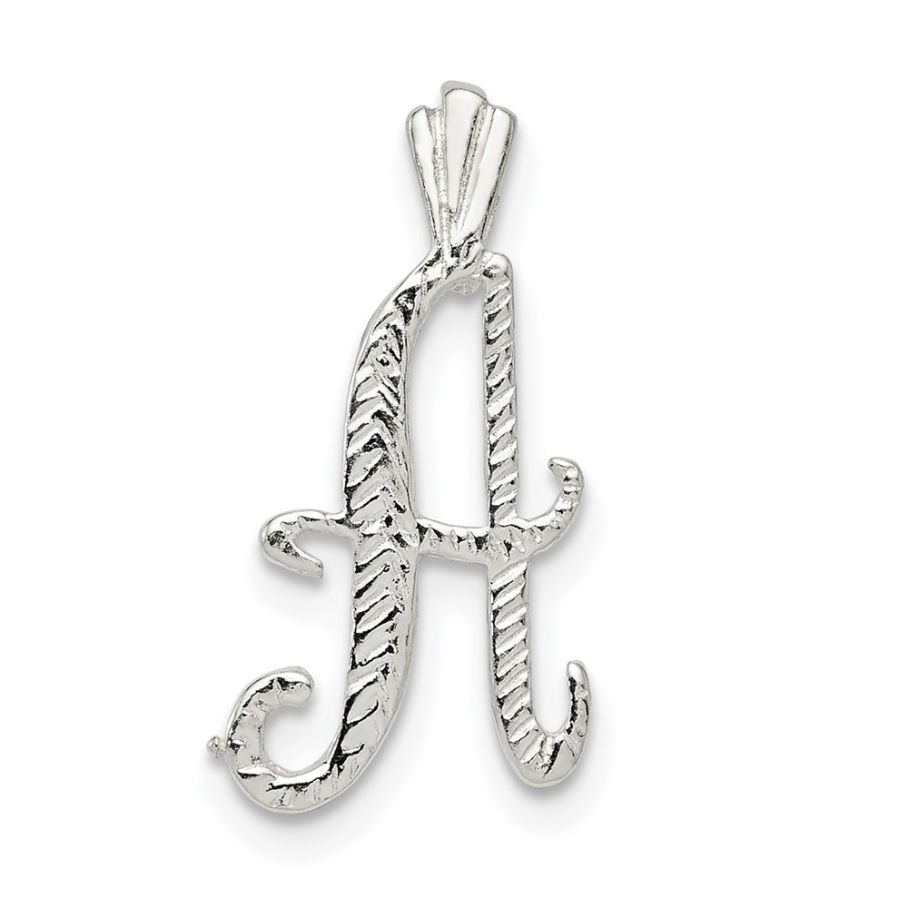 QC8459A.jpg Sterling Silver Polished & Textured Letter A Initial Chain Slide - Image 1