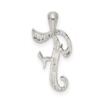 Sterling Silver Polished & Textured Letter F Initial Chain Slide - Image 3
