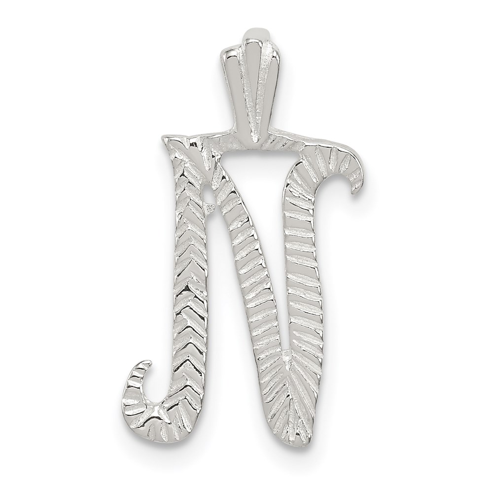 QC8459N.jpg Sterling Silver Polished & Textured Letter N Initial Chain Slide - Image 1