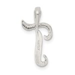 Sterling Silver Polished & Textured Letter T Initial Chain Slide - Image 3