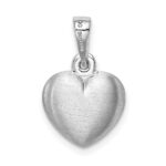 Sterling Silver Rhodium-plated Satin Heart Pendant - Image 3