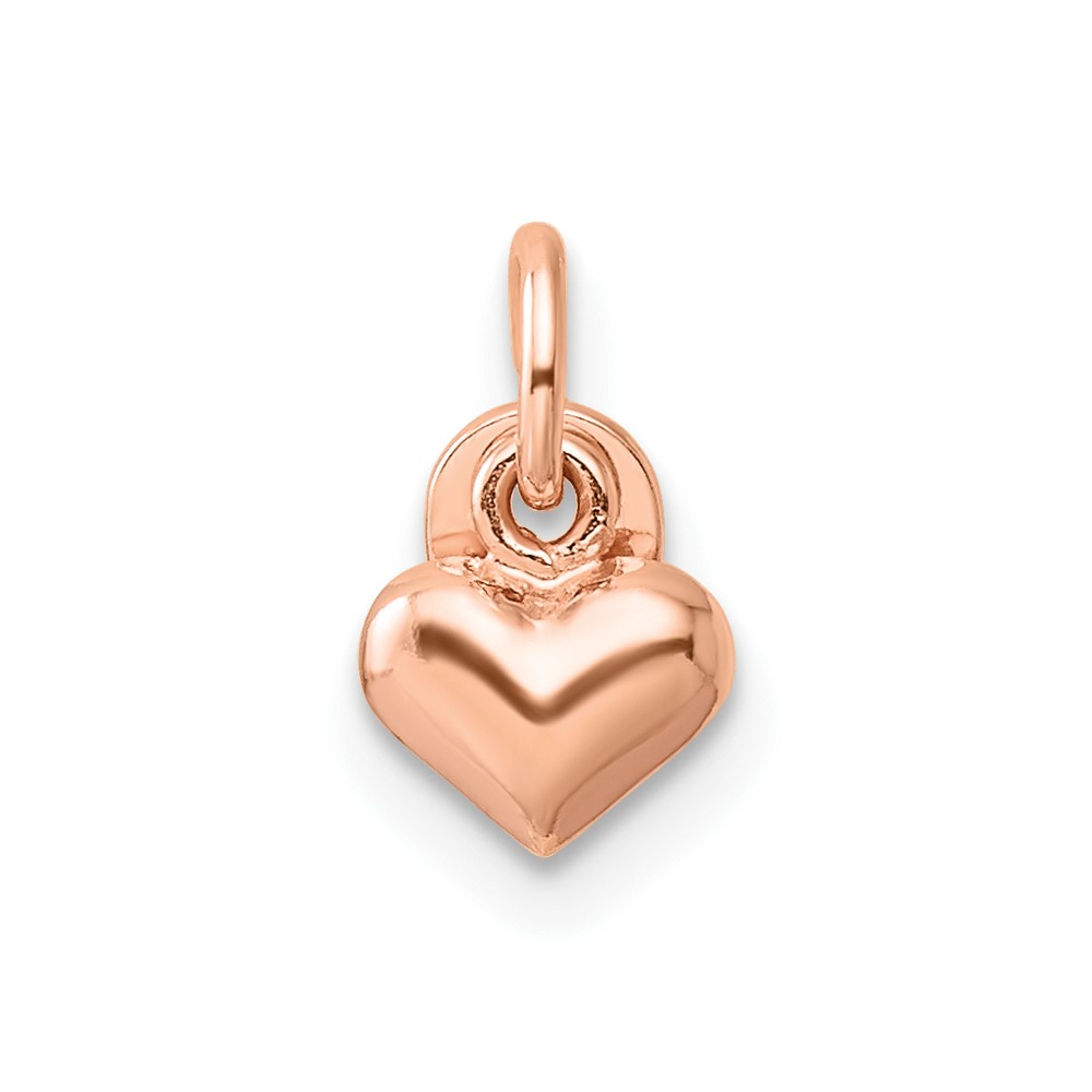 QC8465RP.jpg Sterling Silver Rose-tone Polished Puffed Heart Pendant - Image 1
