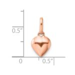 Sterling Silver Rose-tone Polished Puffed Heart Pendant - Image 4