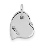 Sterling Silver Rhodium-plated satin and Polished Two Piece Heart Pendant - Image 3