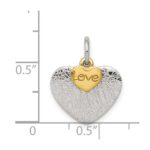Sterling Silver Gold-plated Textured Love Charm Pendant - Image 3