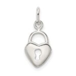 Sterling Silver Polished Heart Lock Charm