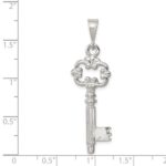 Sterling Silver Polished & Textured Key Pendant - Image 3