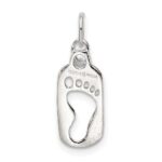 Sterling Silver Polished Footprint CZ Charm - Image 4