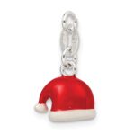 Sterling Silver Polished Enamel Santa Hat Charm - Image 5