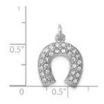 Sterling Silver Rhodium-plated Horseshoe w/Crystal Pendant - Image 3