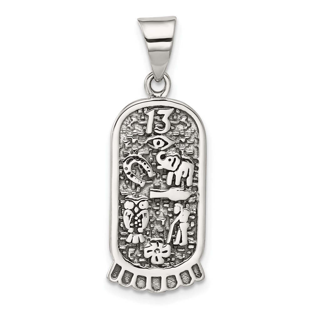 QC8664.jpg Sterling Silver Antiqued Good Luck Icon Pendant - Image 1