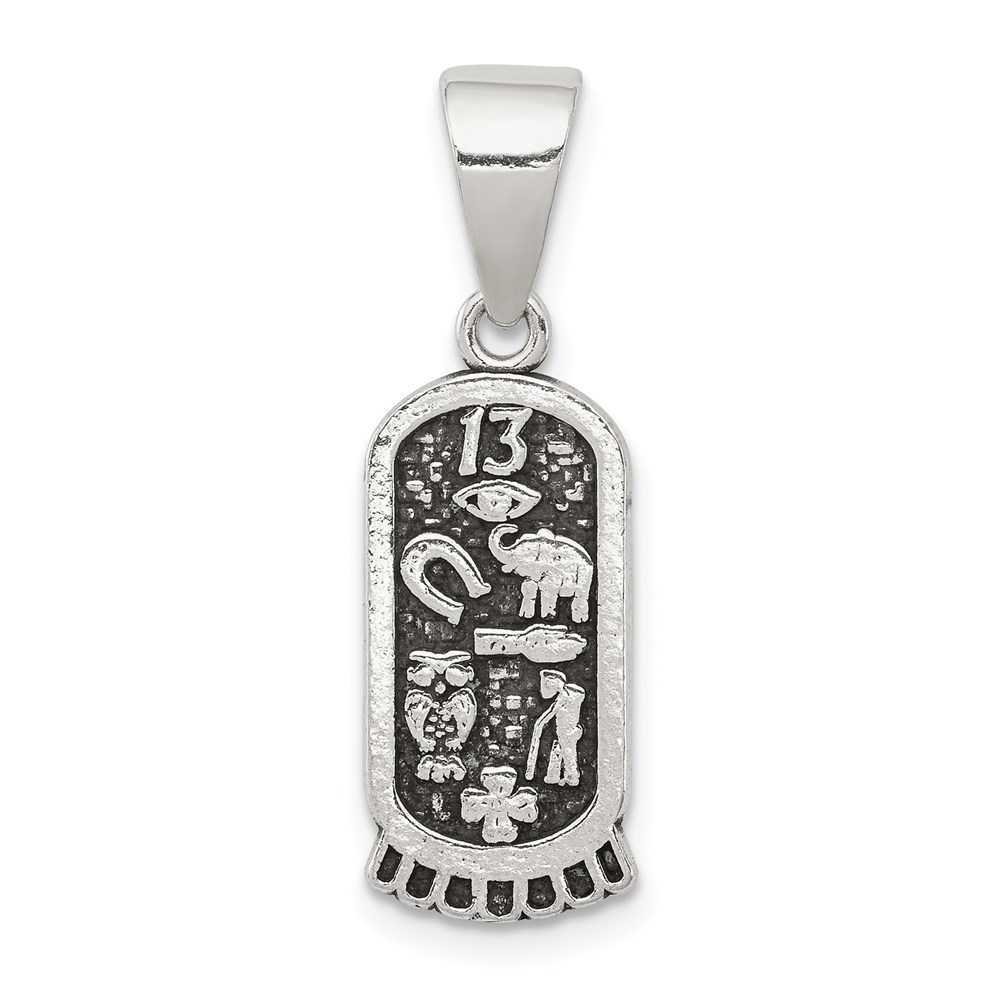 QC8665.jpg Sterling Silver Antiqued Mini Good Luck Icons Pendant - Image 1