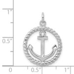Sterling Silver Rhodium-plated Anchor Pendant - Image 4