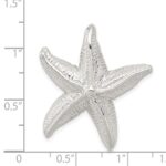 Sterling Silver Polished & Textured Starfish Chain Slide Pendant - Image 3