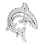 Sterling Silver Polished & Textured Shark Chain Slide Pendant - Image 4