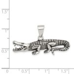 Sterling Silver Antiqued & Textured Crocodile Pendant - Image 3