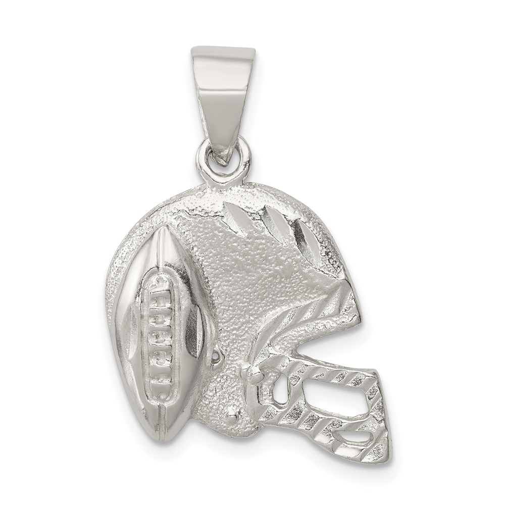 QC8832.jpg Sterling Silver Polished Football & Helmet Pendant - Image 1