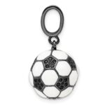 Sterling Silver Rhodium-plated & CZ 3D Soccer Ball Pendant - Image 2