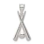 Sterling Silver Polished Bats and Baseball Pendant