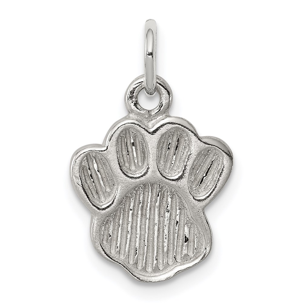 QC8875.jpg Sterling Silver Polished and Textured Paw Print Charm - Image 1