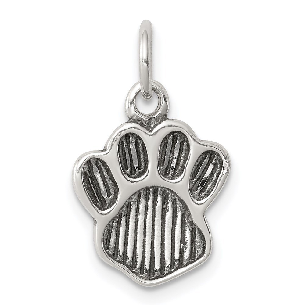 QC8876.jpg Sterling Silver Polished and Antiqued Paw Pendant - Image 1