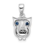 Sterling Silver Rhodium-plated with Blue Glass Owl Pendant - Image 3