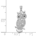 Sterling Silver Rhodium-plated CZ Owl Pendant - Image 4