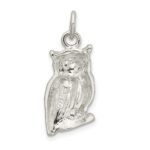 Sterling Silver Polished & Textured Perched Owl Pendant - Image 4