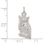 Sterling Silver Polished & Textured Perched Owl Pendant - Image 3