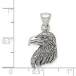 Sterling Silver Antiqued Polished Textured Eagle Head Pendant - Image 3