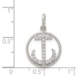 Sterling Silver Rhodium-plated Polished CZ Anchor Pendant - Image 3