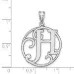 Sterling Silver Rhodium-plated Fancy Script Letter H Initial Pendant - Image 4