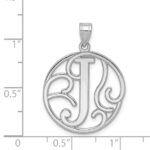Sterling Silver Rhodium-plated Fancy Script Letter J Initial Pendant - Image 3