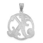 Sterling Silver Rhodium-plated Fancy Script Letter K Initial Pendant - Image 4