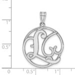 Sterling Silver Rhodium-plated Fancy Script Letter L Initial Pendant - Image 4