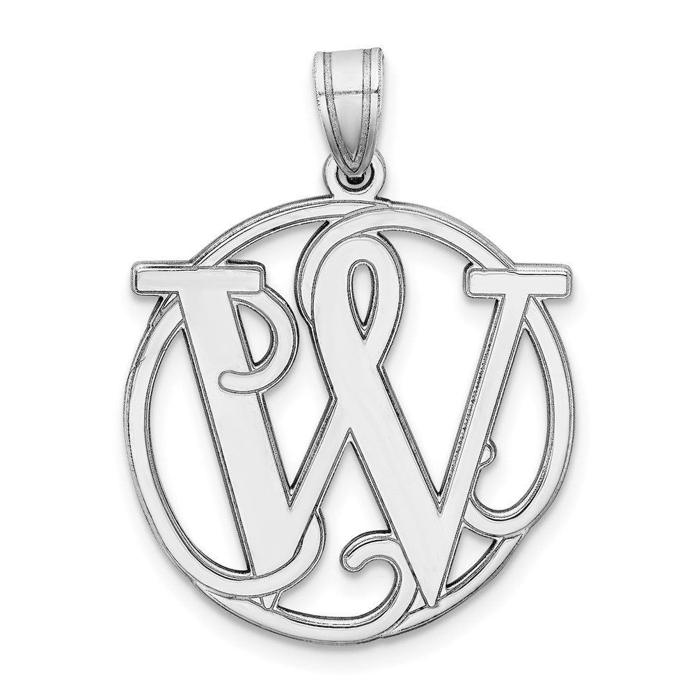 QC8999W.jpg Sterling Silver Rhodium-plated Fancy Script Letter W Initial Pendant - Image 1